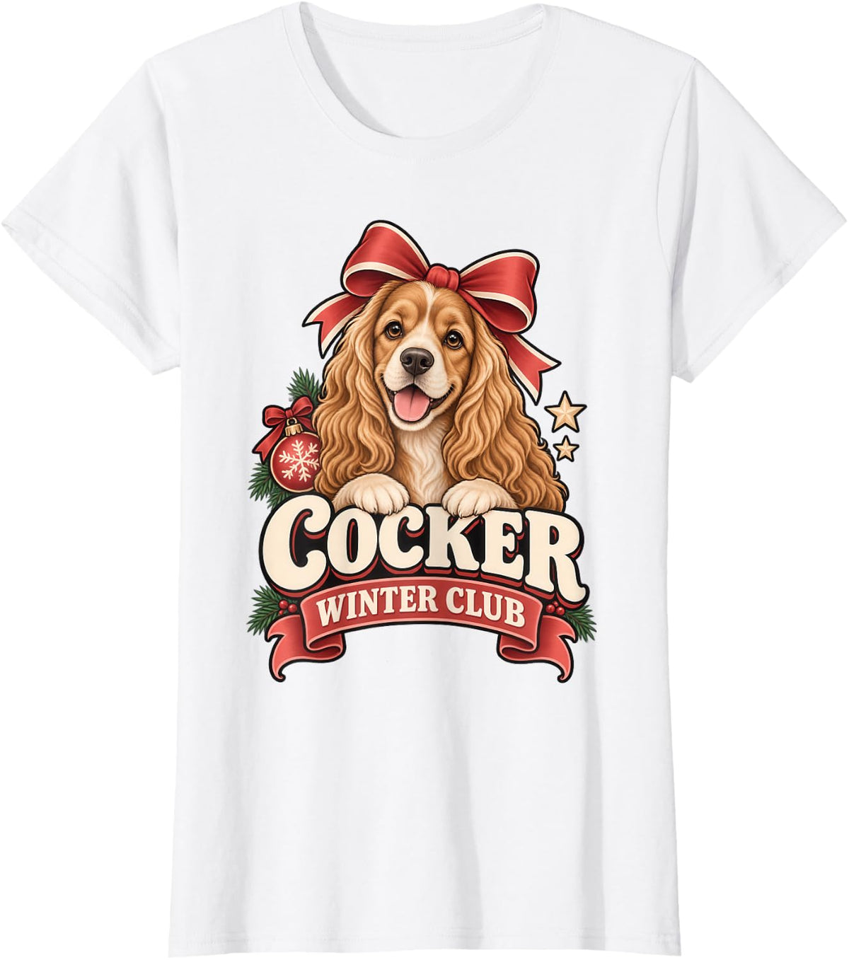 Cocker Spaniel Cozy Winter T-Shirt - White