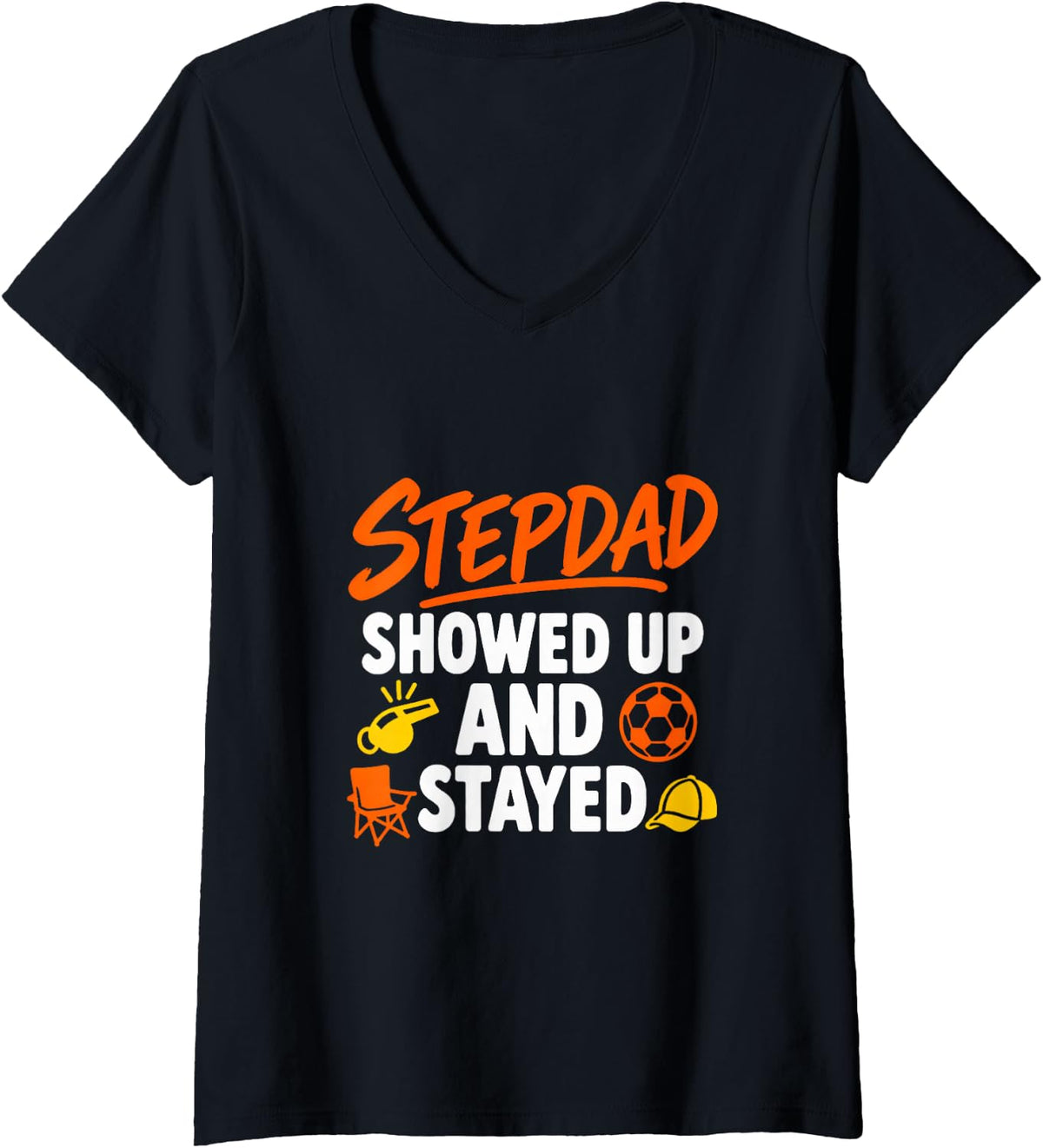 Women's Stepdad Showed Up and Stayed Father Figure V-Neck T-Shirt - Black