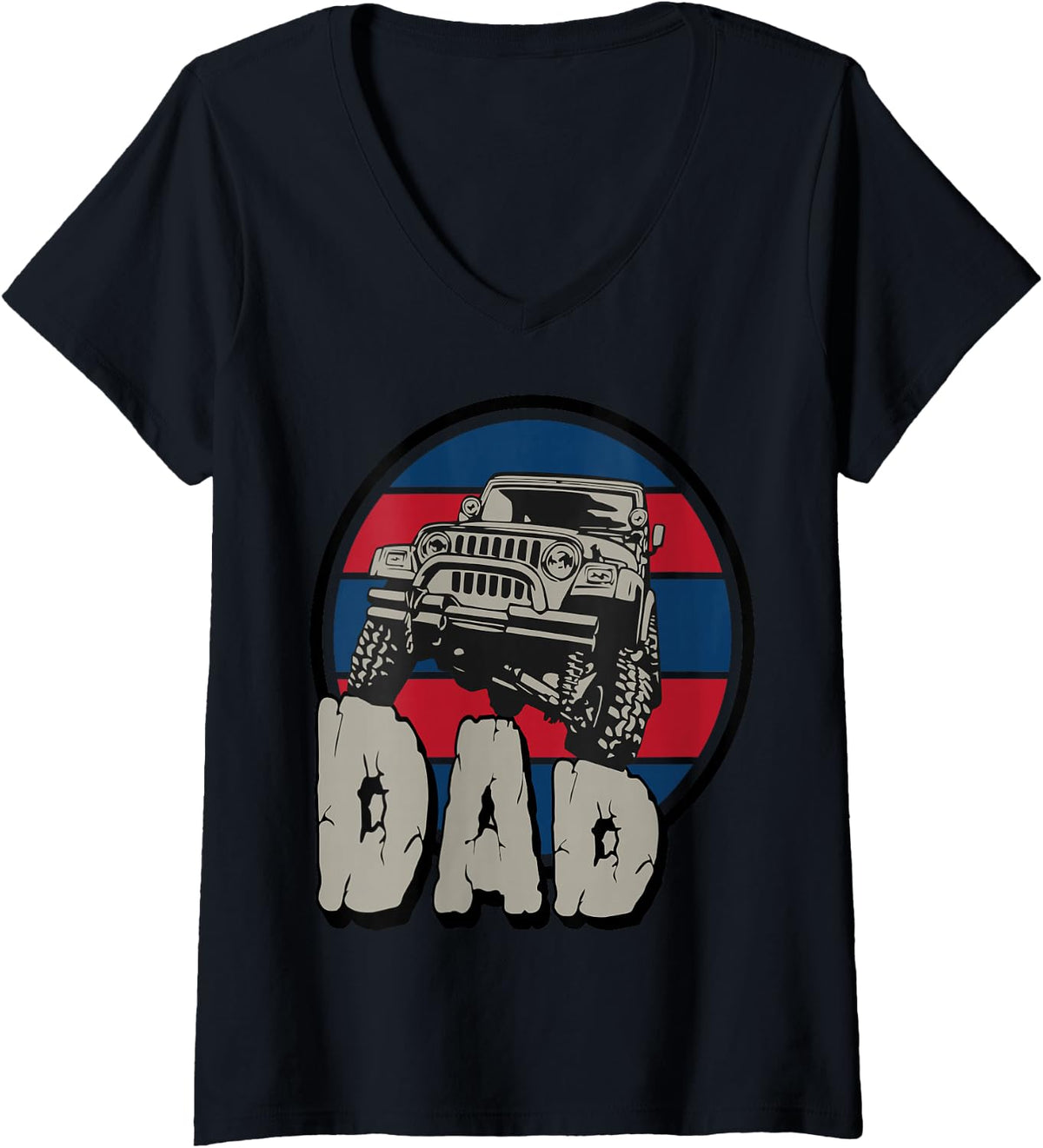 Women's Monster Truck Dad Fathers Day Cool Car Papa Pop Husband V-Neck T-Shirt - Black