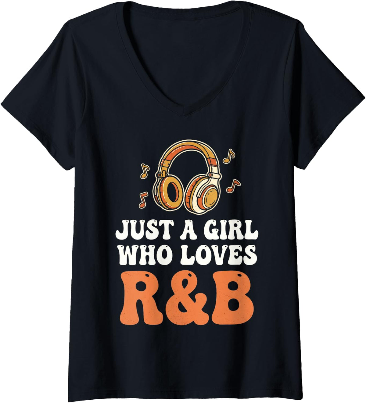 Women's Girl Who Loves R&B Hip Hop Rap Musician Concert R&b V-Neck T-Shirt - Black