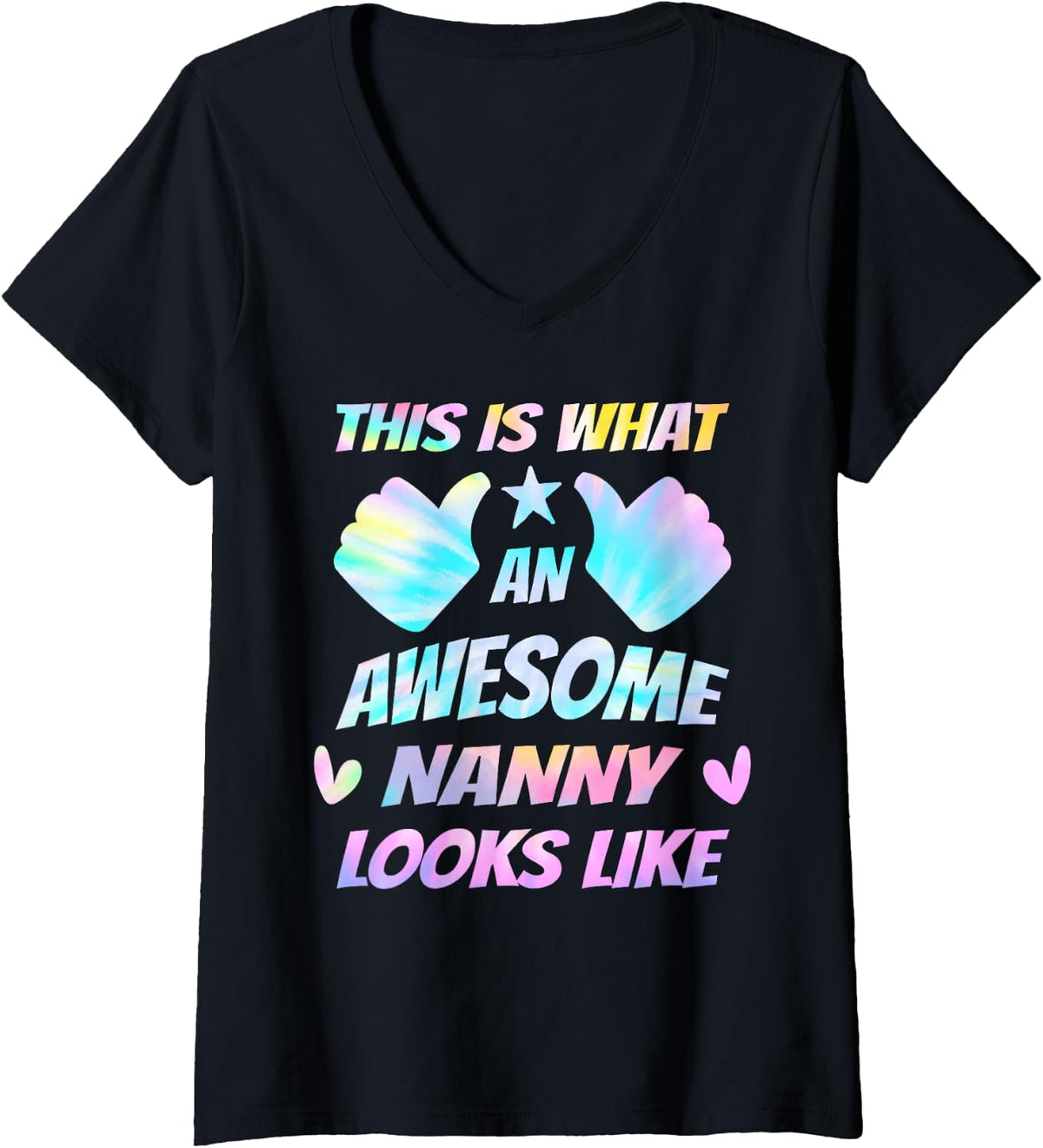 Women's This is What an Awesome Nanny Looks Like V-Neck T-Shirt - Black