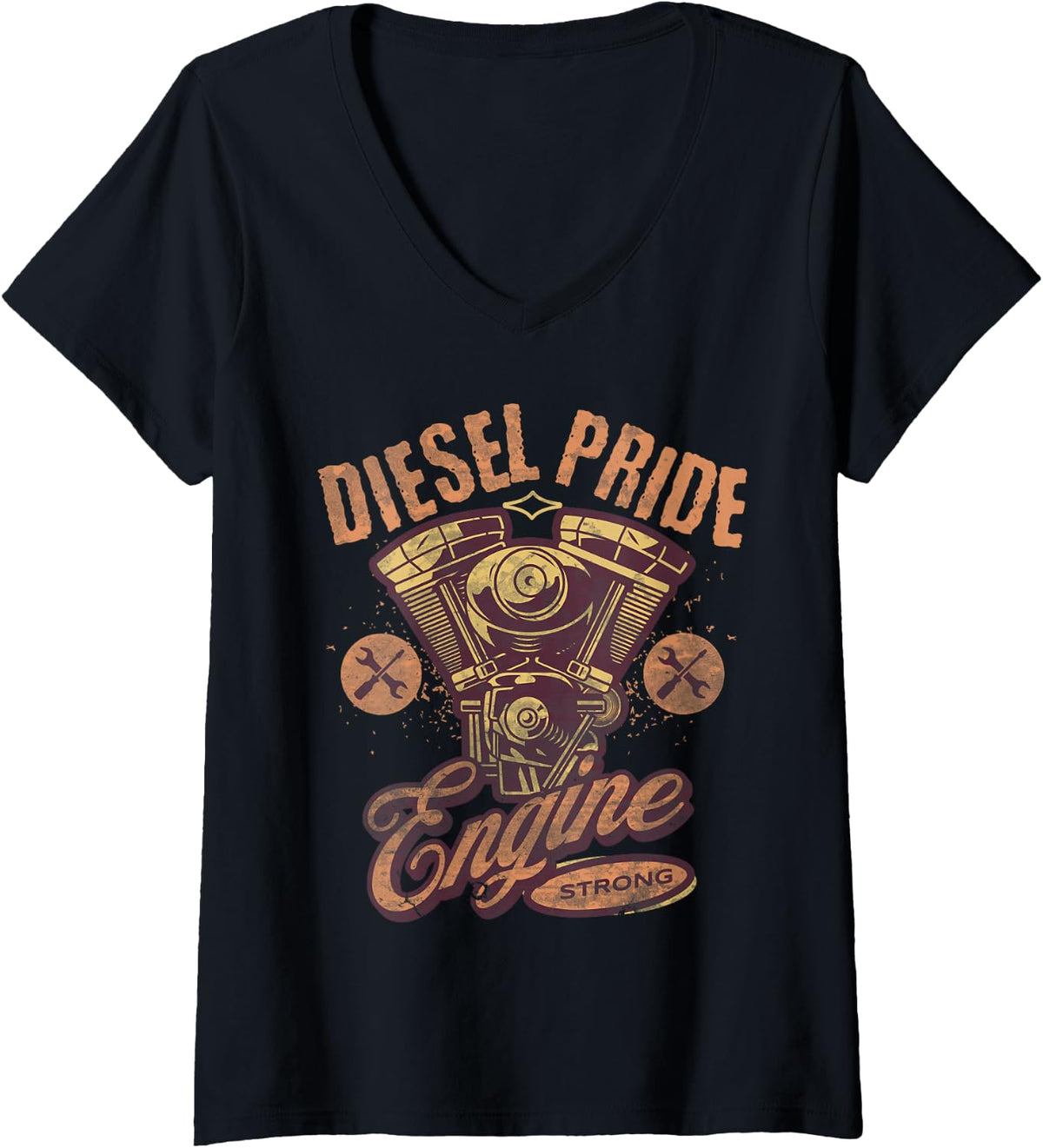 Women's Diesel Pride Engine Strong V-Neck T-Shirt - Black