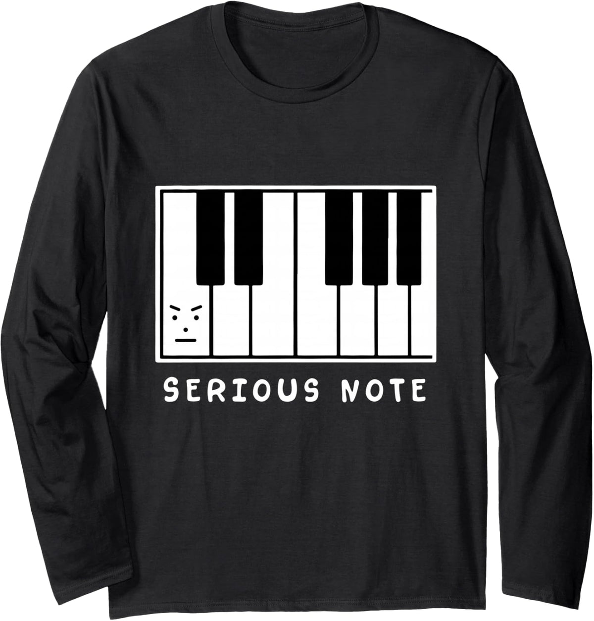 Serious Note Funny Piano Keyboard Musician Pun Long Sleeve T-Shirt - Adult Unisex Black