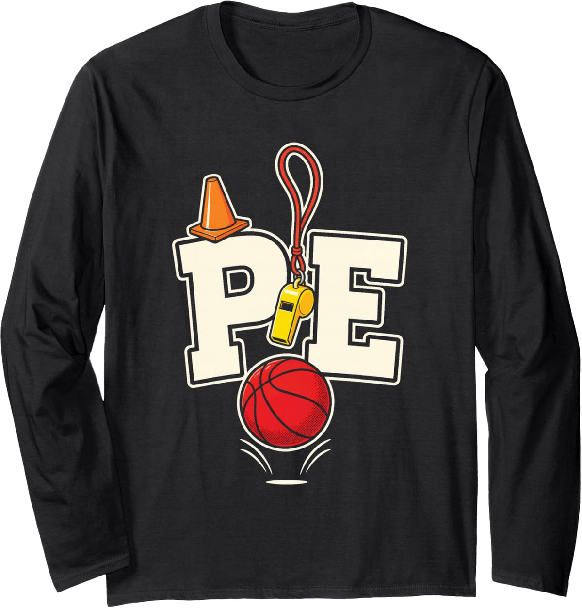 PE Teacher Gym Physical Education Elementary Coach Long Sleeve T-Shirt - Adult Unisex Black