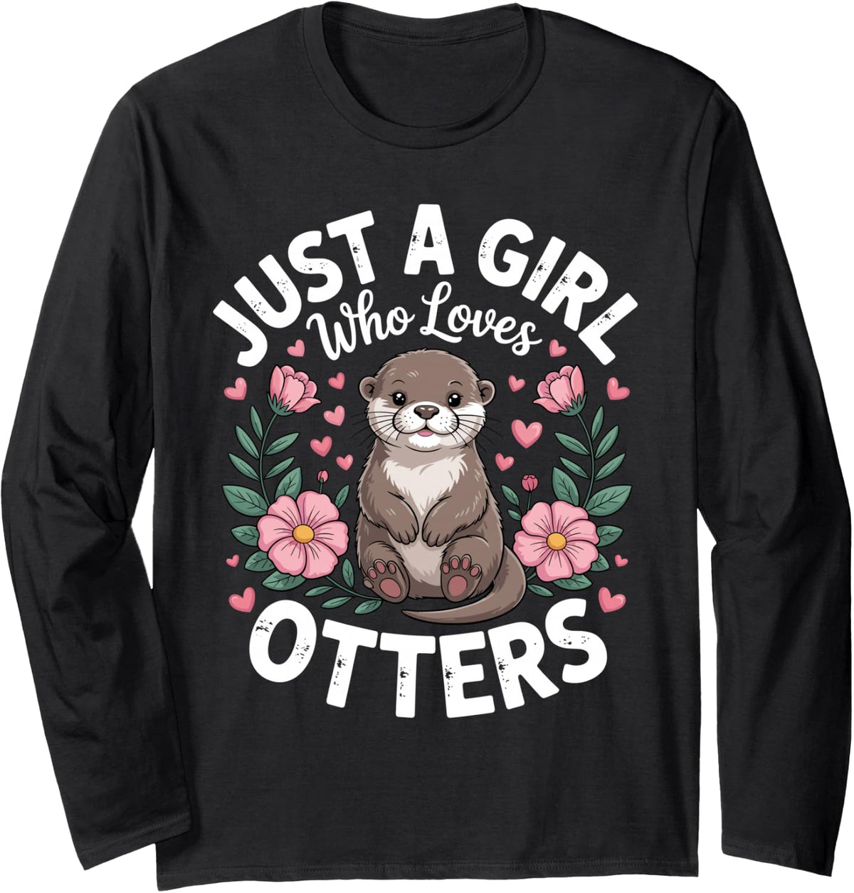 Funny Otter Art for Women Girls Mom Sea Animal Otter Lover Long Sleeve T-Shirt - Adult Unisex Black