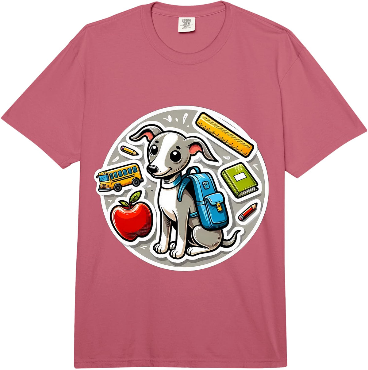 Back to School Italian Greyhound Dog Boys Girls Owner Kids Comfort Colors Adult Heavyweight T-Shirt - Adult Unisex Raspberry
