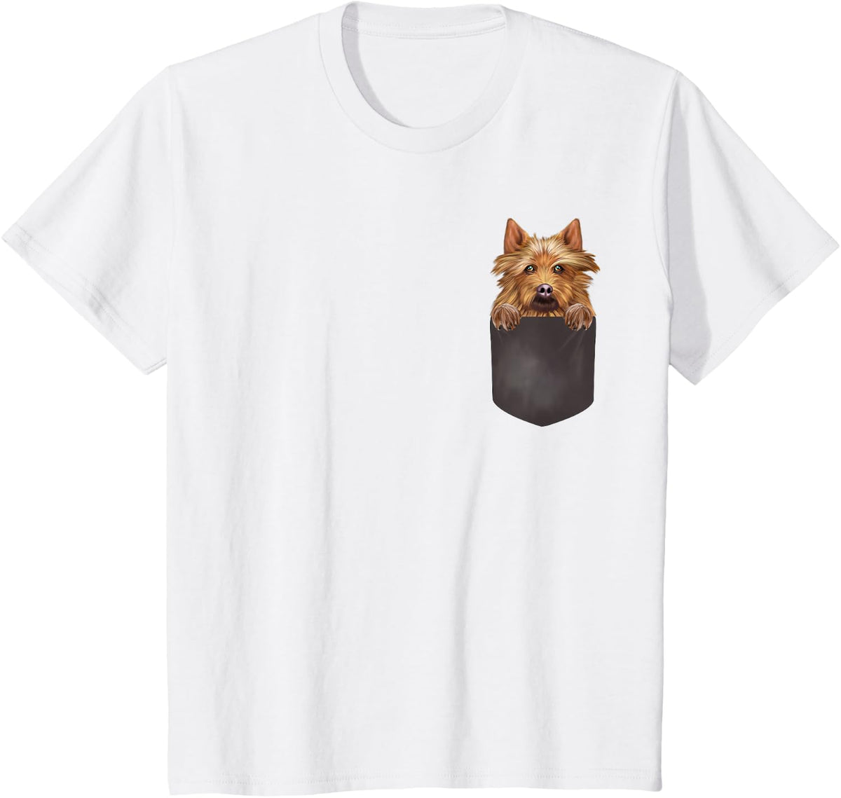 Dog In Pocket Funny Dog Lover Australian Terrier T-Shirt - White