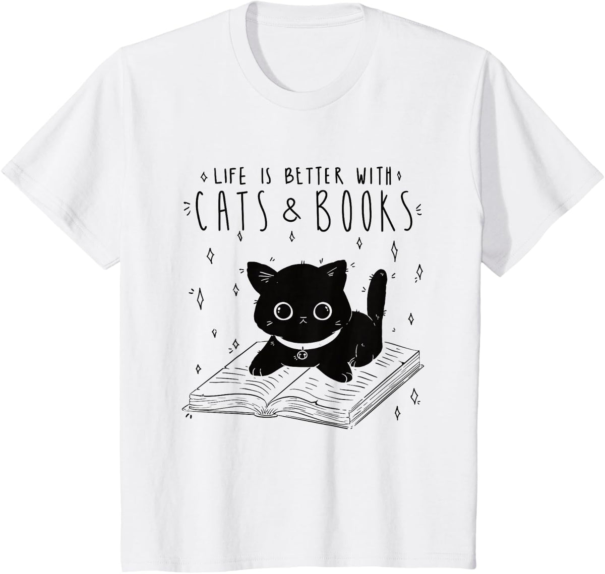 Cat Life Is Better With Cats And Books Books T-Shirt - White