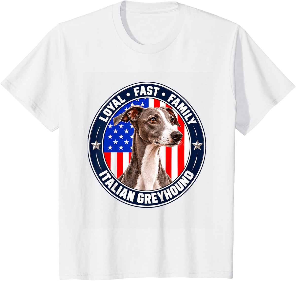 Italian Greyhound Dog Lover Patriotic USA American Flag T-Shirt - White