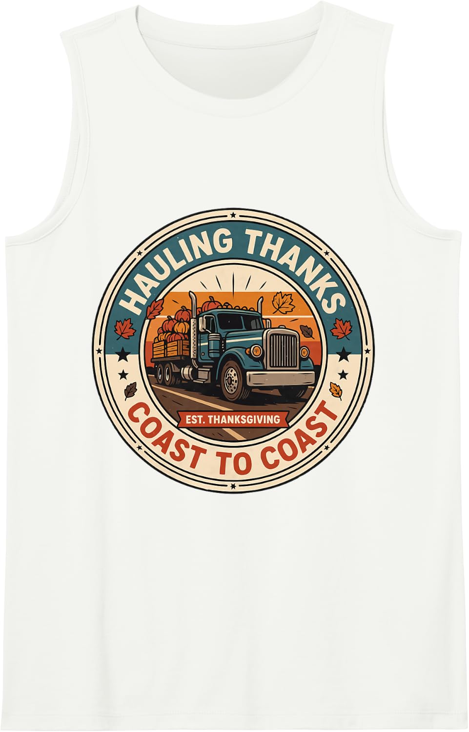 Thanksgiving Truck Driver Sleeveless Tank Top - White