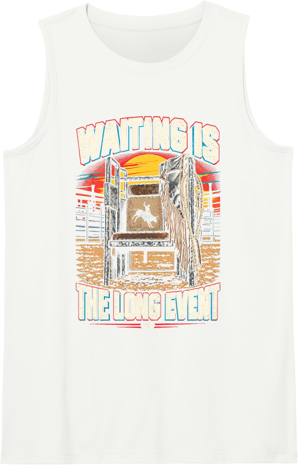 Funny Bull Riding Rodeo - Bull Rider Waiting Humor Sleeveless Tank Top - White