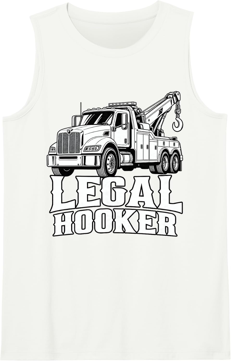 Legal Hooker Tow Truck Sleeveless Tank Top - White