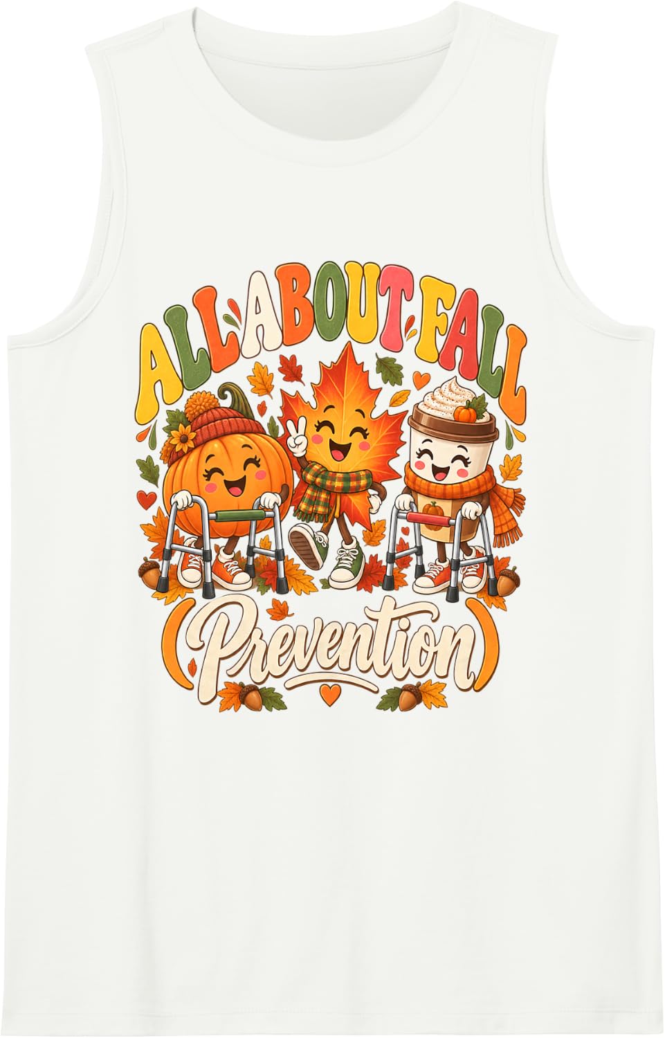 Nurse Fall Prevention PT OT Autumn Humor Sleeveless Tank Top - White