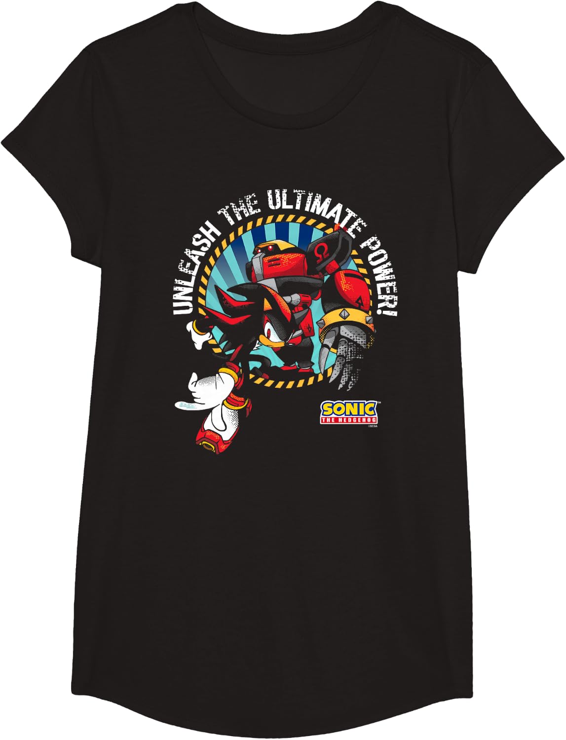Sonic The Hedgehog Shadow & Omega Unleash The Ultimate Power T-Shirt - Girls Black