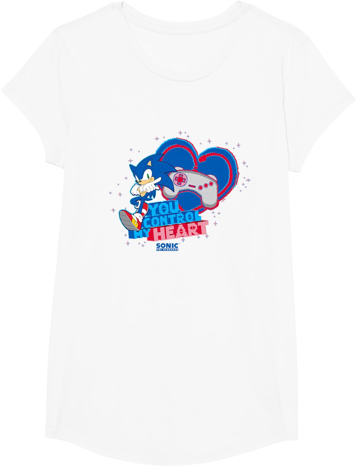 Sonic The Hedgehog Valentine's Day You Control My Heart Logo T-Shirt - Girls White