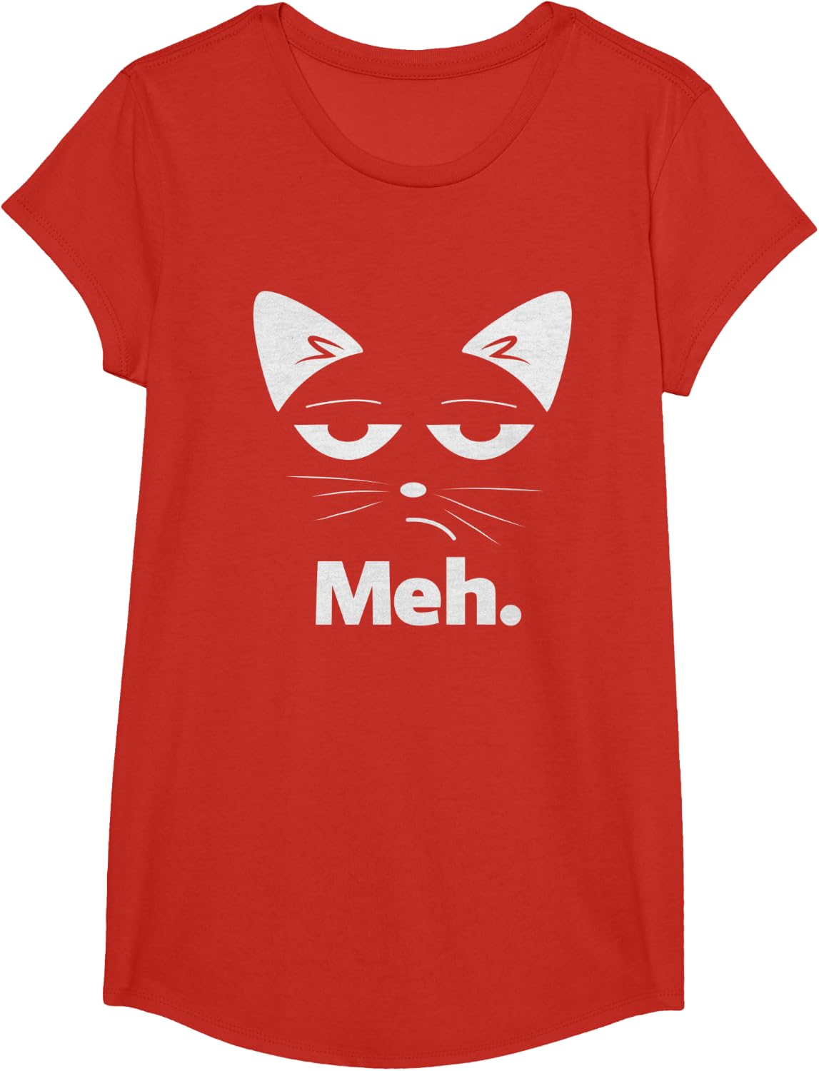 Sarcastic Cat Shirt Funny Meh Kitten Tee T-Shirt for Cat Lovers Men Women Kids - Girls Red