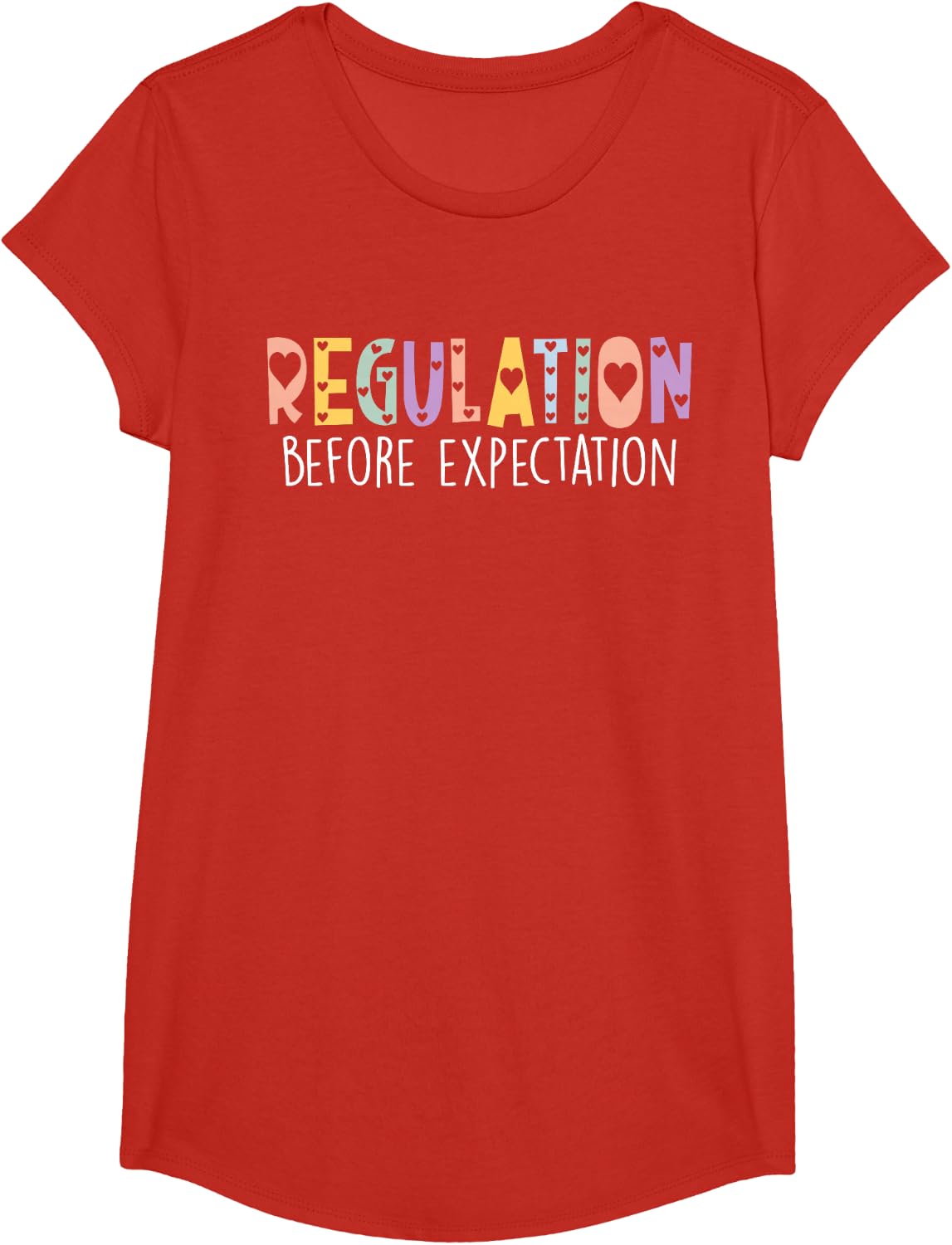 Regulation Before Expectation Autism Awareness Acceptance T-Shirt - Girls Red