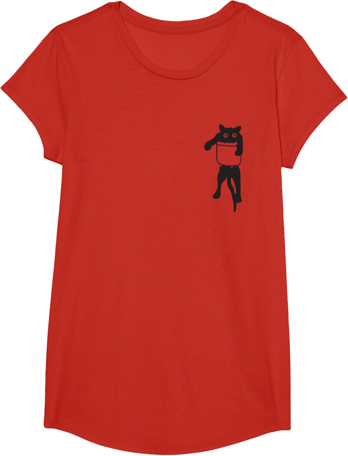 Funny Cat in Pocket Coming Out Sarcastic Cute T-Shirt T-Shirt - Girls Red