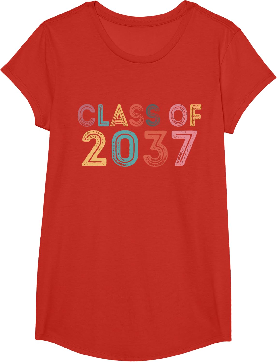 Class Of 2037 Grow With Me Graduation 2037 T-Shirt - Girls Red