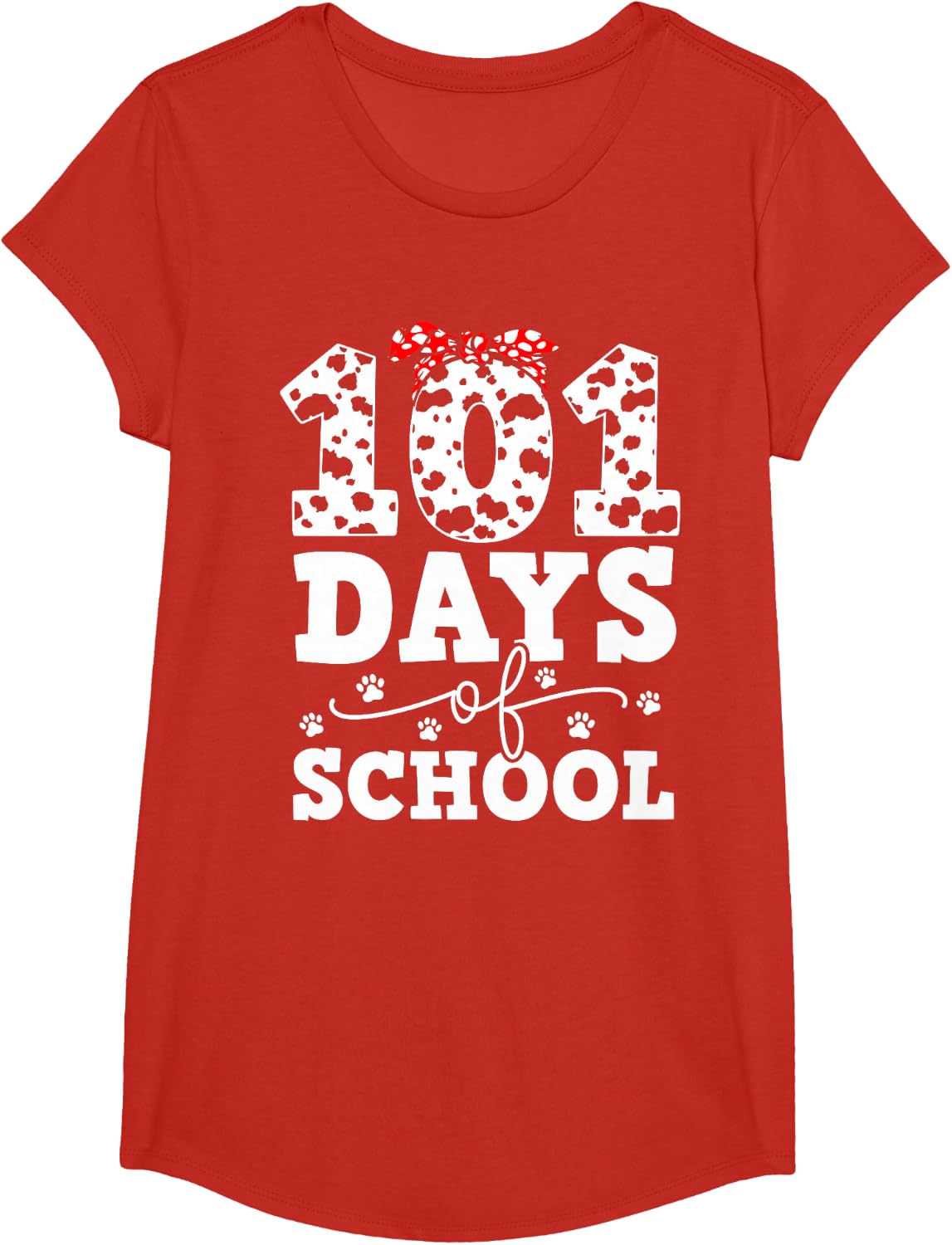 Happy 101 Days School Cute Dog 100 Days Smarter Student Kids Tees T Shirts - Girls Red