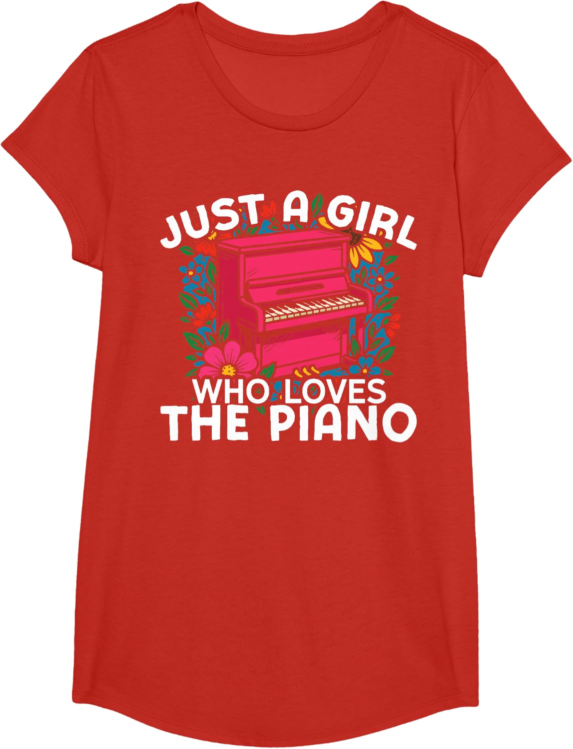 Piano Teacher Pianist Girl Just A Girl Who Loves The Piano T-Shirt - Girls Red