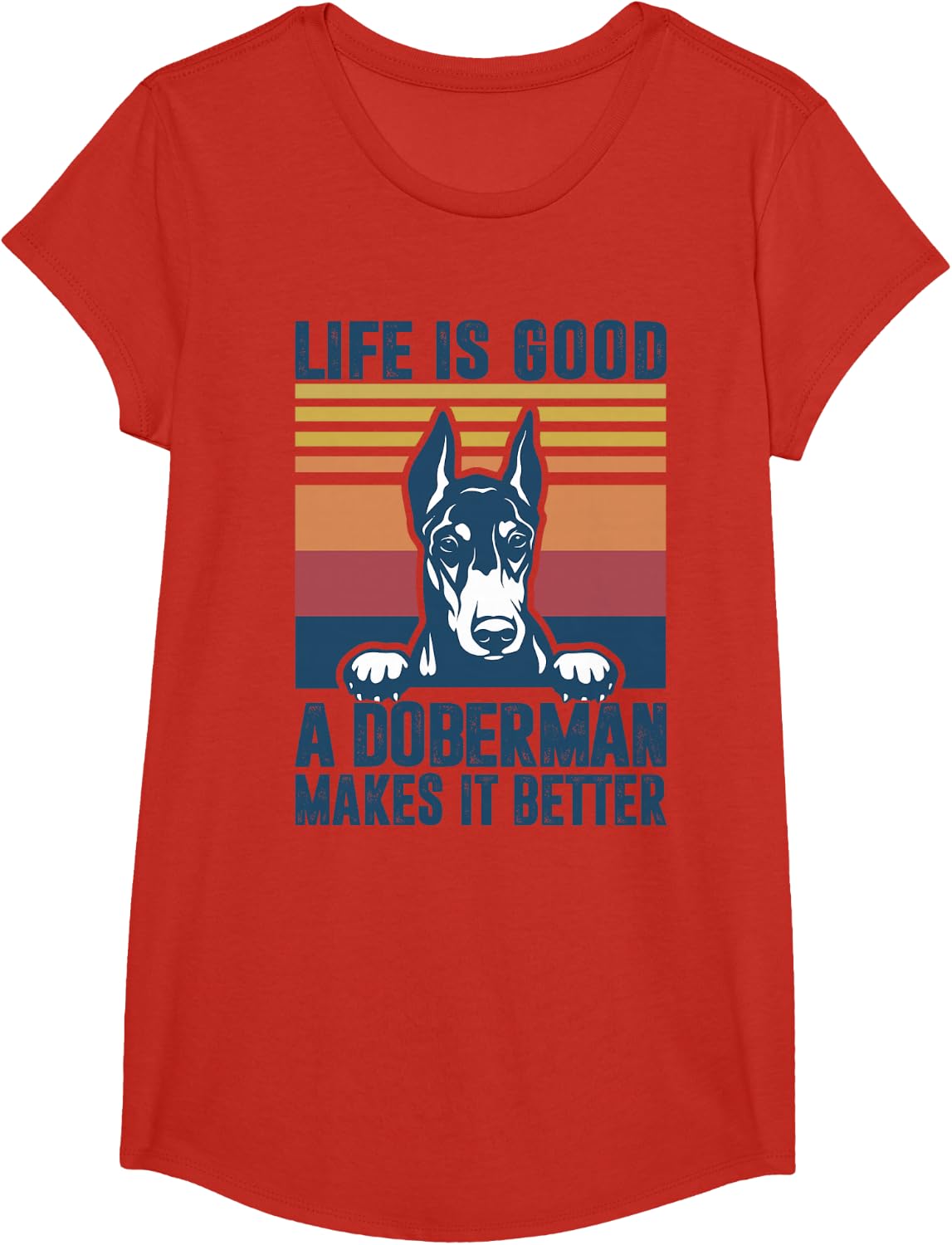 Doberman Gifts for Men Women Doberman Dog Dad Mom T-Shirt - Girls Red