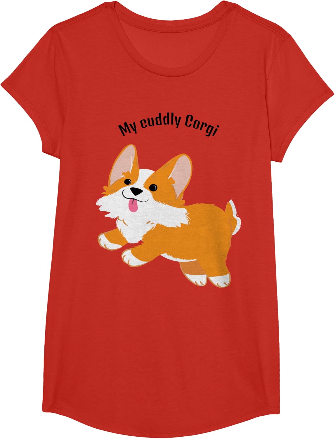 Cute Corgi Funny Playful Dog Puppy Love Furry Pet Canine Paw Men Women Kids T-Shirt - Girls Red