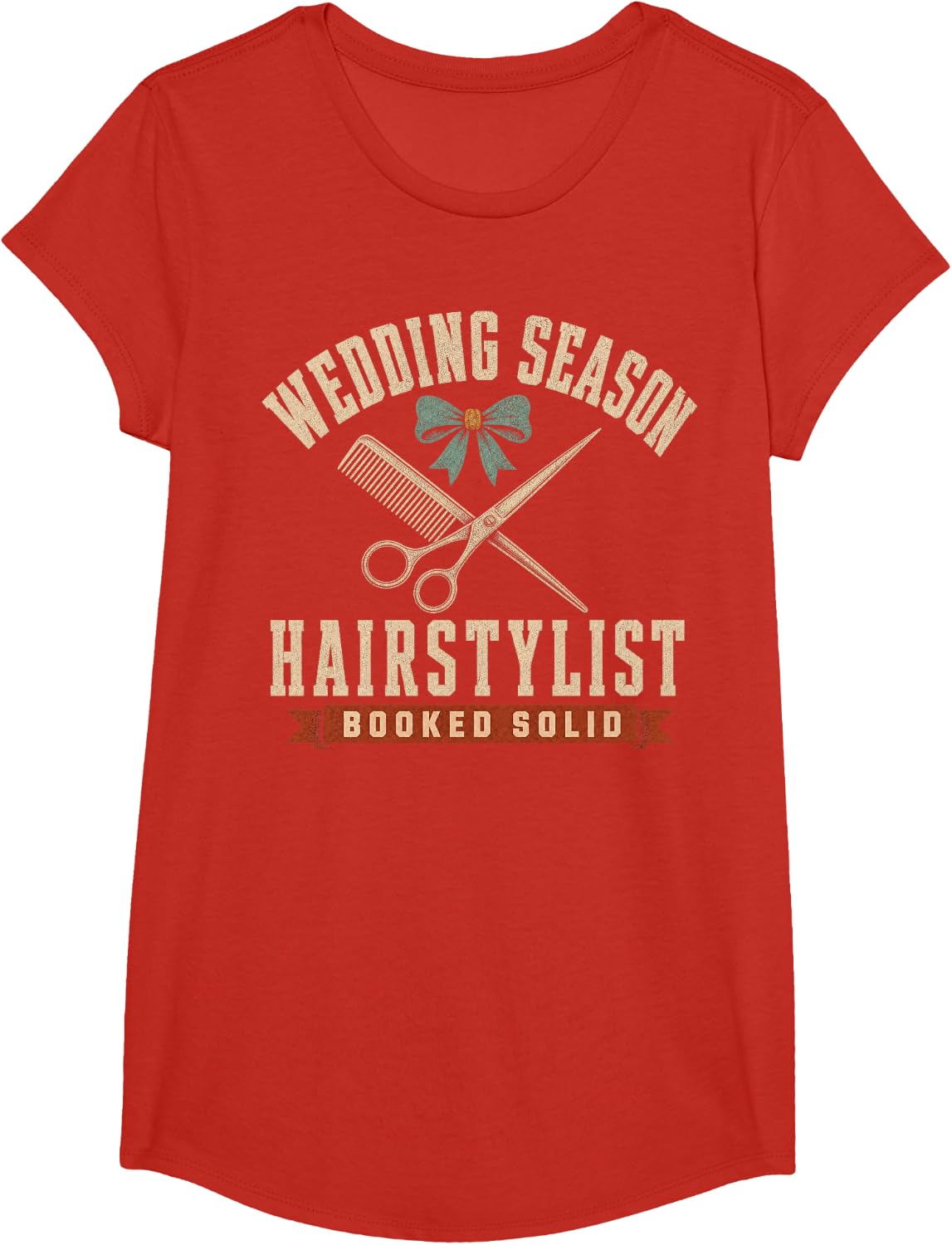 Wedding Season Hairstylist Booked Solid T-Shirt - Girls Red