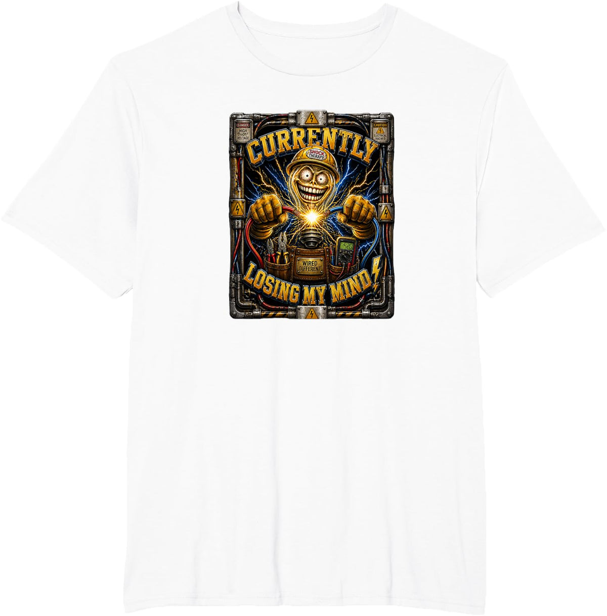 Funny Xmas Gift for Men Electrician Humor T-Shirt - White
