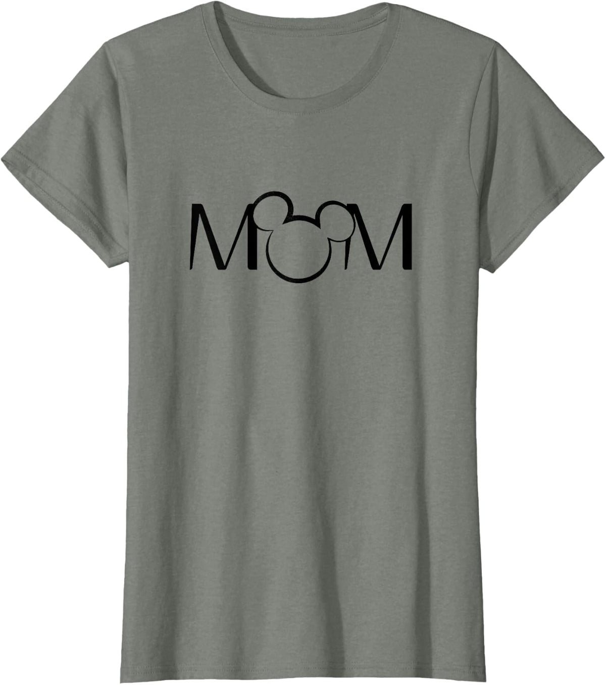 Disney Mickey And Friends Mom Mickey Ears Text Logo T-Shirt - Olive Heather