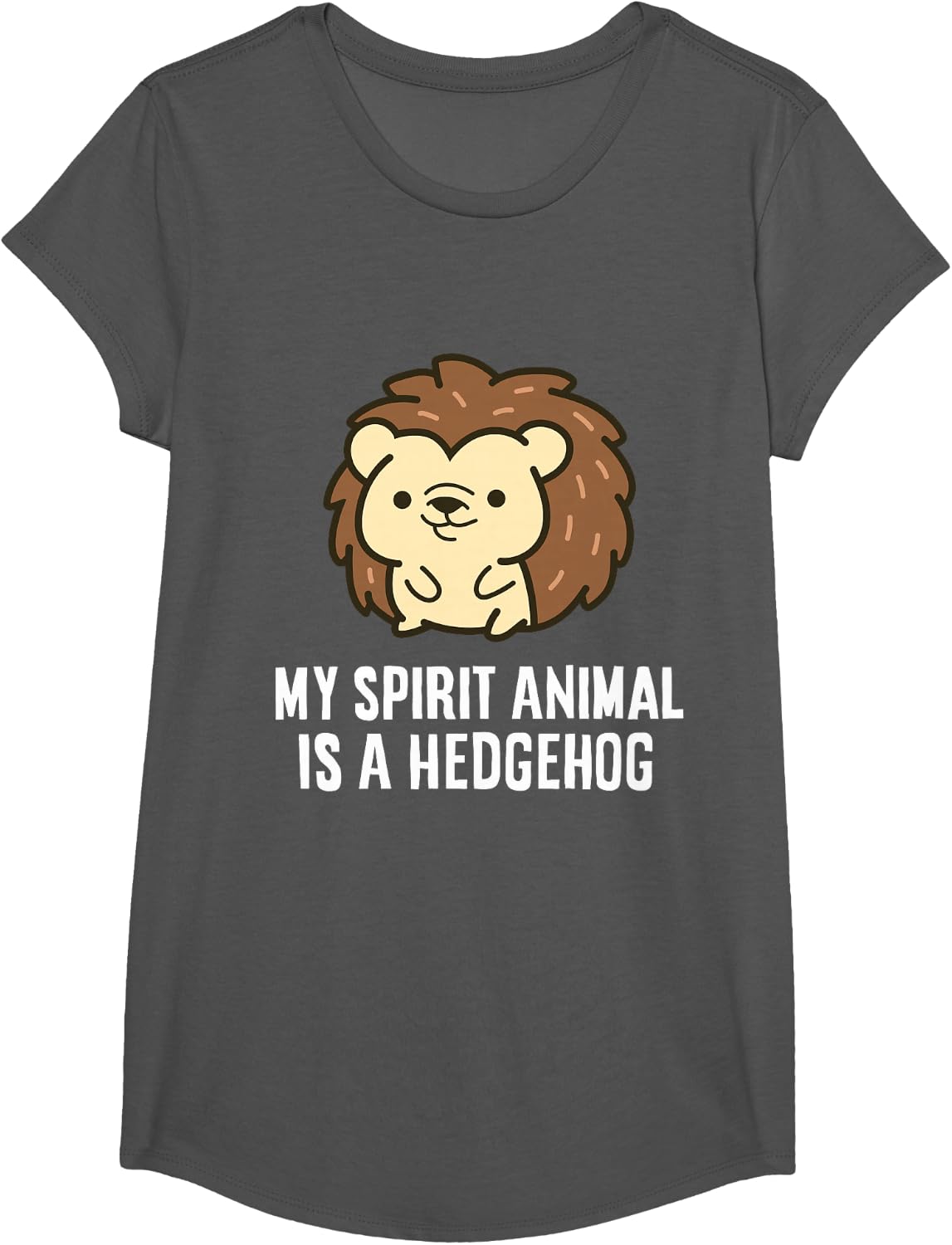 My Spirit Animal is A Hedgehog T-Shirt - Girls Asphalt Grey