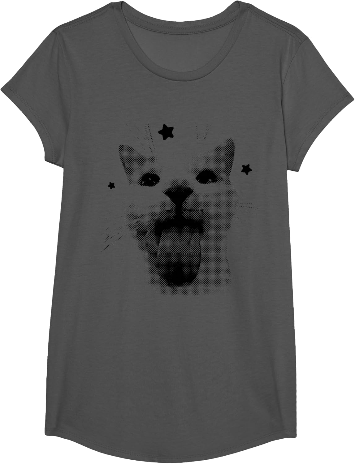 Funny Y2k Cat Silly Cats 90s Retro Kitten for Cat Lovers T-Shirt - Girls Asphalt Grey