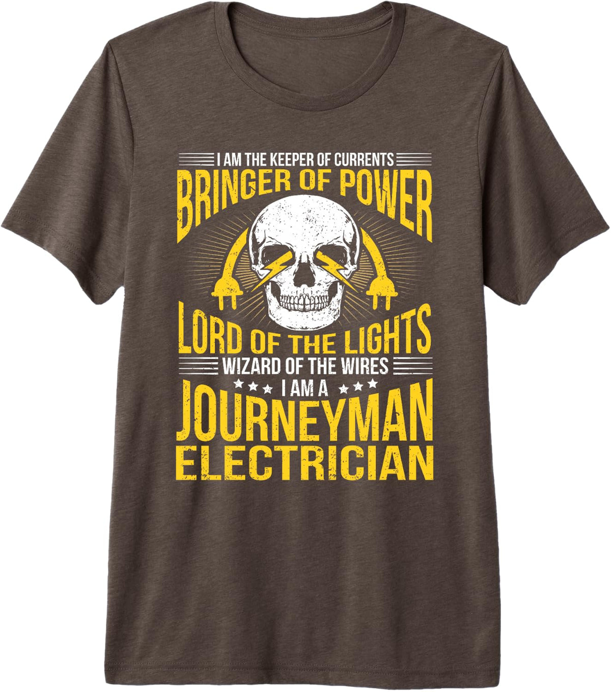 Lineman Electricion Journeyman Electrician Premium Tri-blend T-Shirt - Brown
