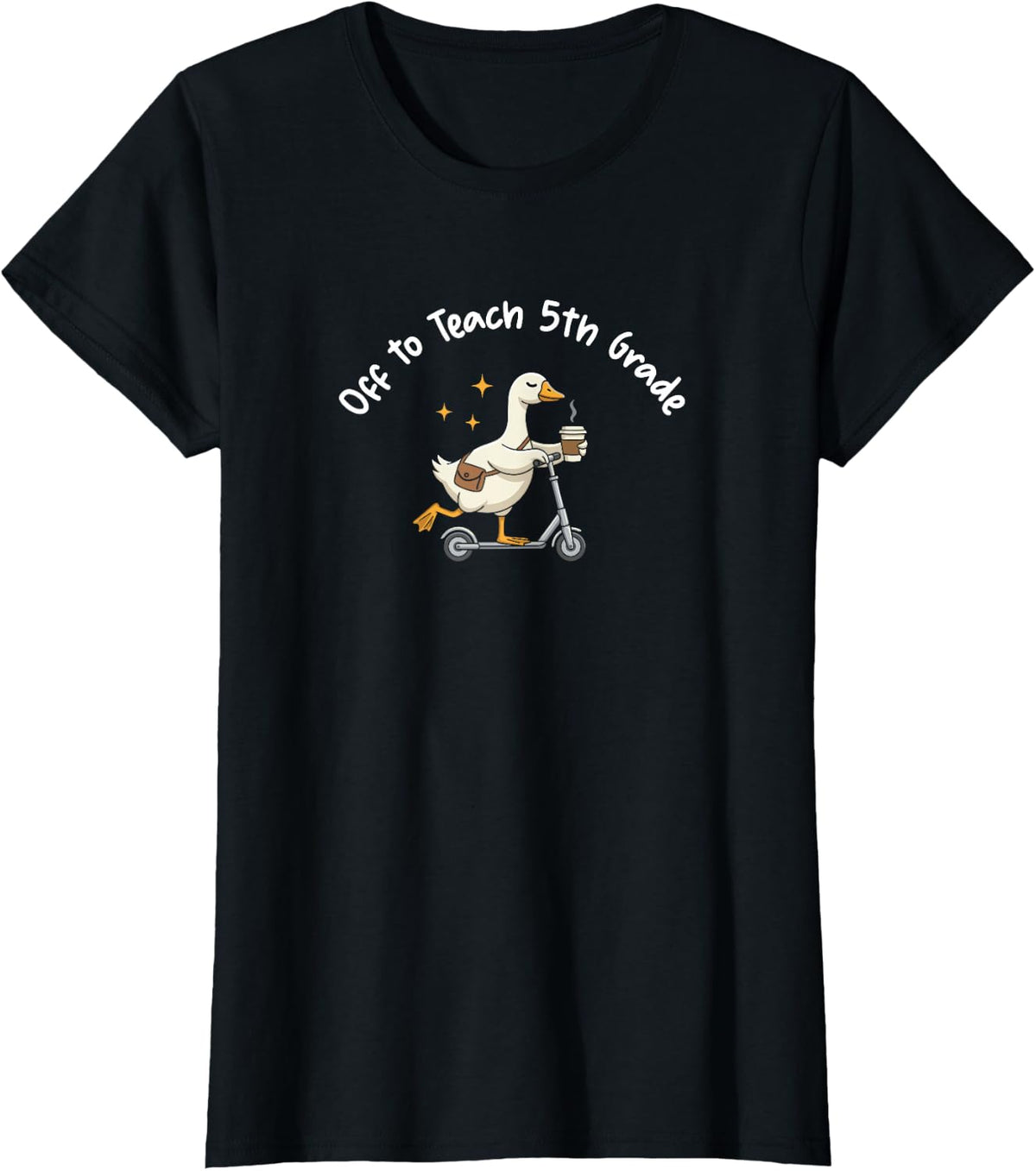 Off to Teach 5th Grade Teacher Goose Back to School T-Shirt - Black