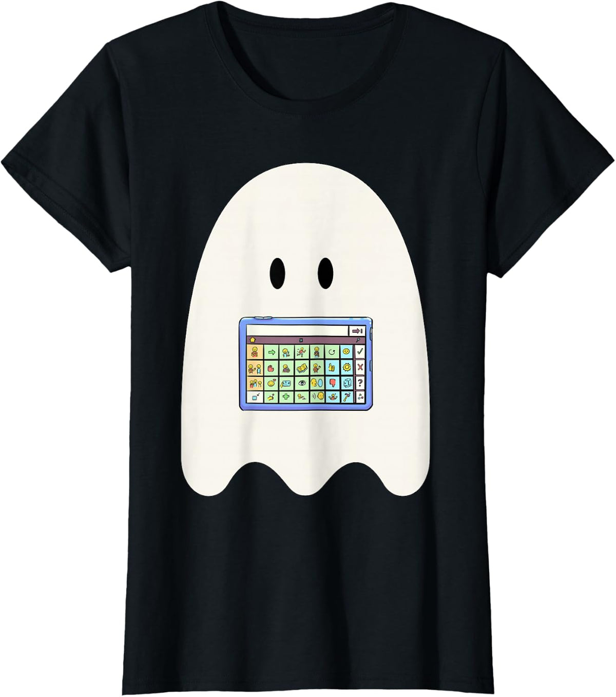 Spooky Ghost AAC Communication SPED SLP Pathology Halloween T-Shirt - Black