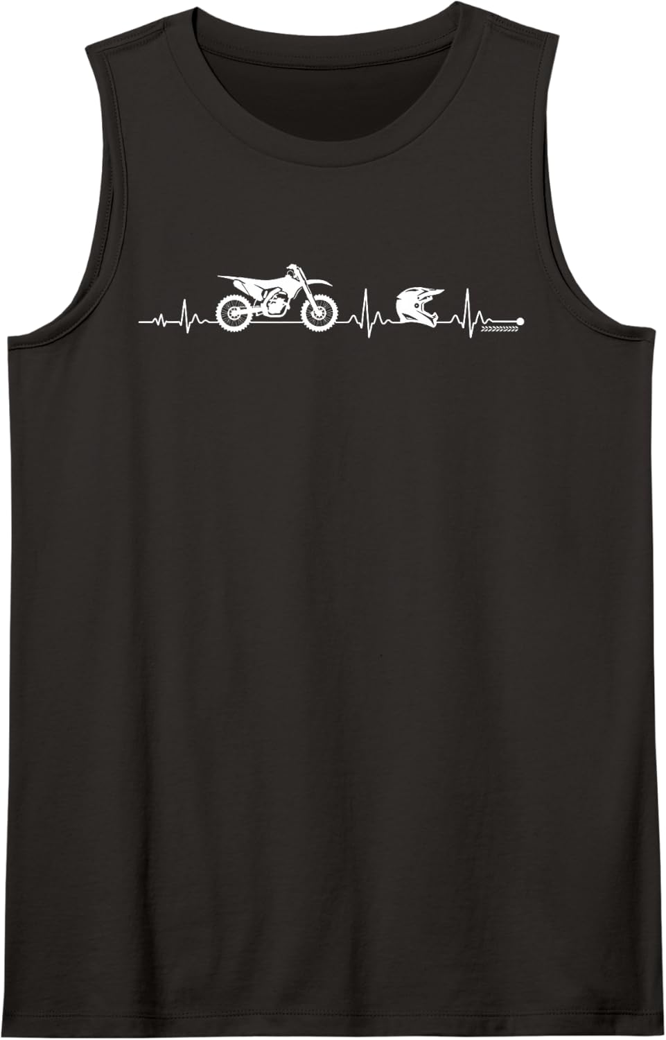 Dirt Bike Heartbeat Rider Sleeveless Tank Top - Black