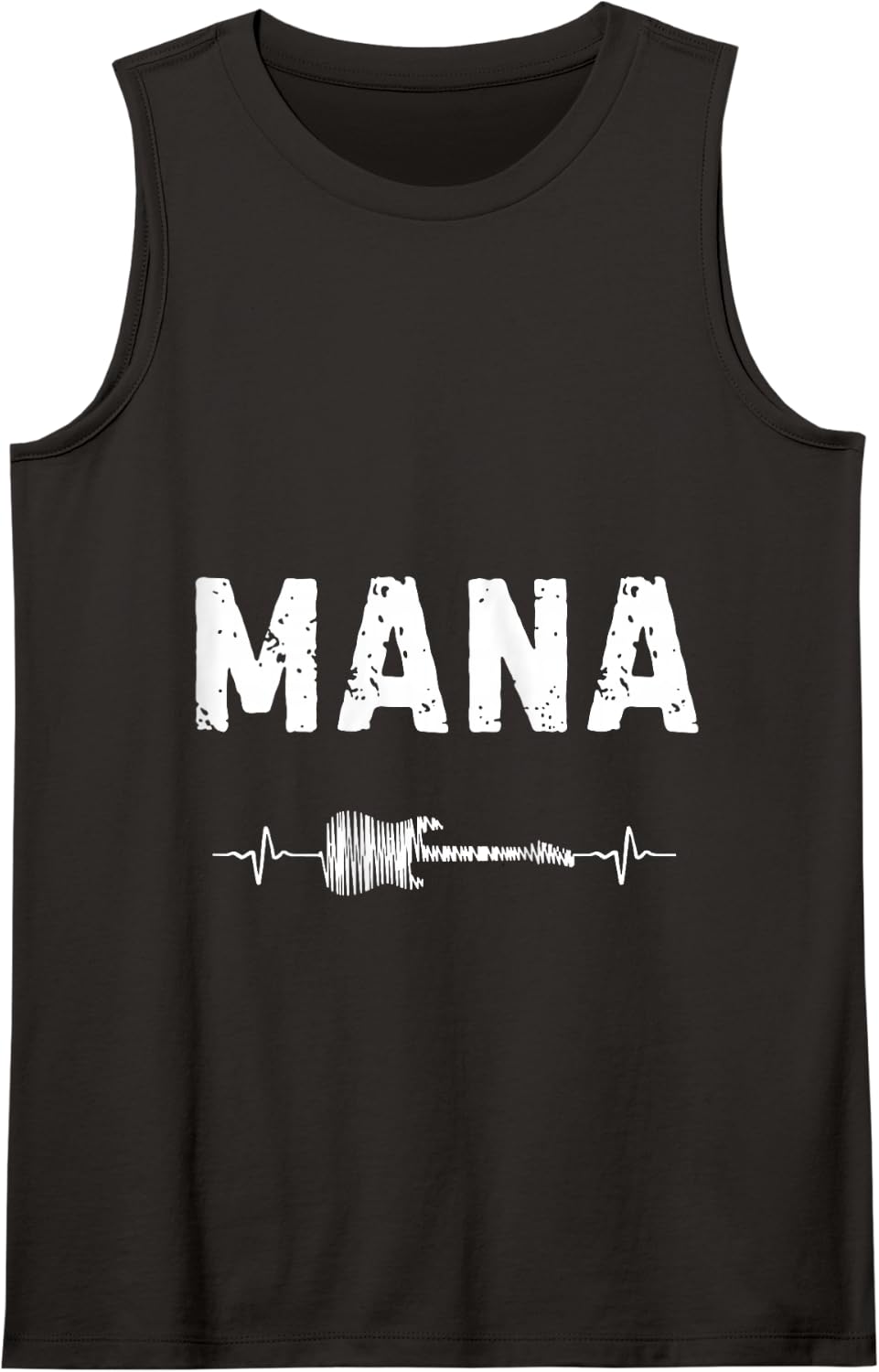 Mana Guitar Heartbeat Music Guitarist Retro Vintage Tank Top - Black