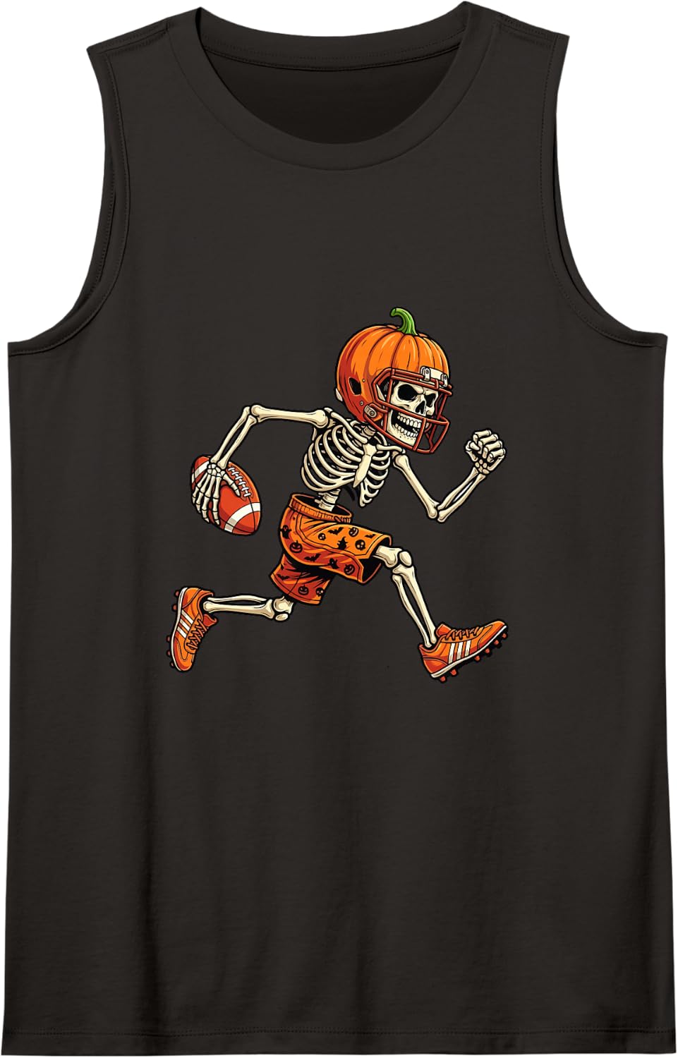 Skeleton Football Player - Halloween Game Day Football Fan Sleeveless Tank Top - Black