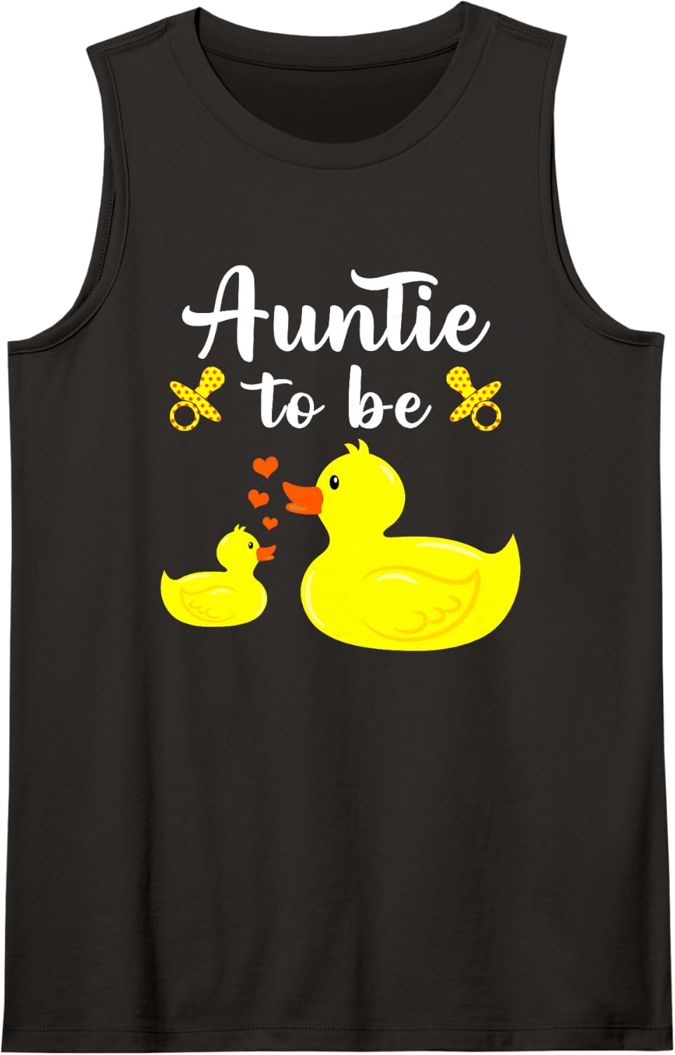 Auntie to Be Yellow Duck Baby Shower for Boy Or Girl Sleeveless Tank Top - Black