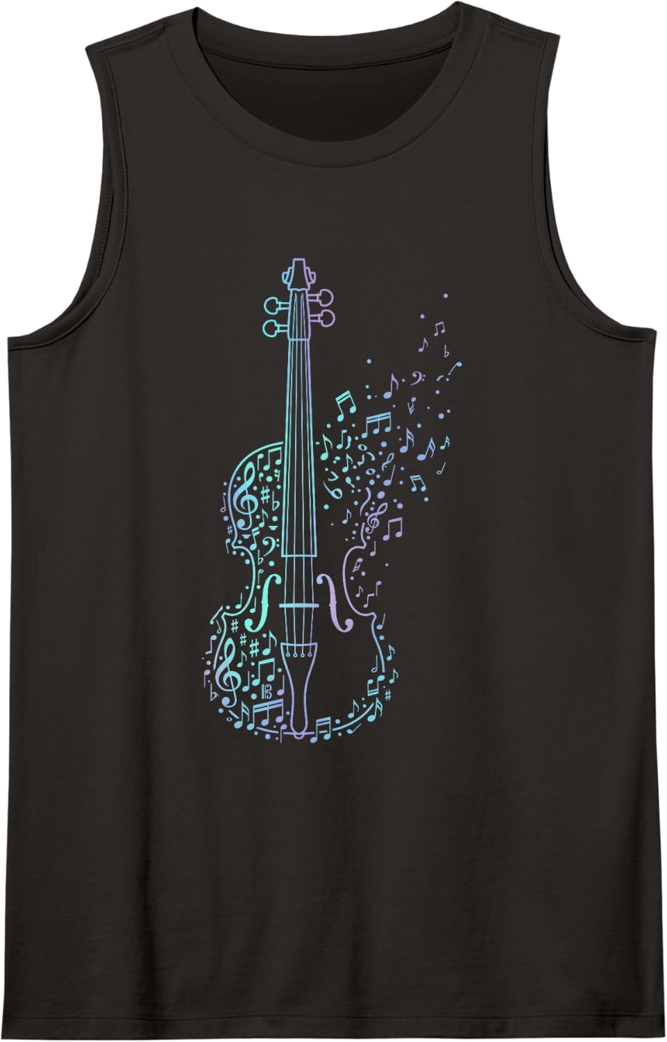 Colorful Violin Musical Notes Art Violinist Music Lover Sleeveless Tank Top - Black