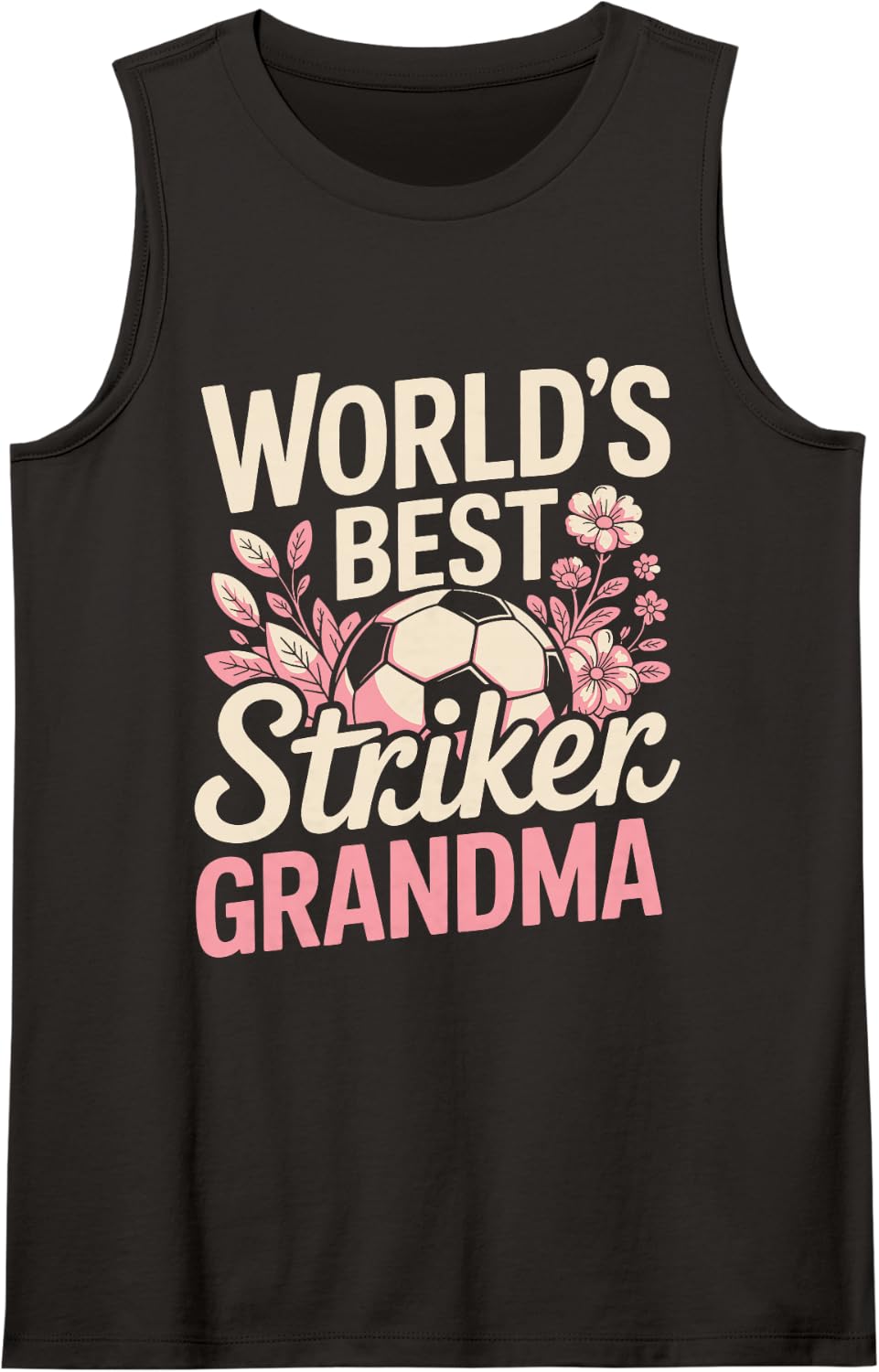 World's Best Striker Grandma Soccer Sleeveless Tank Top - Black