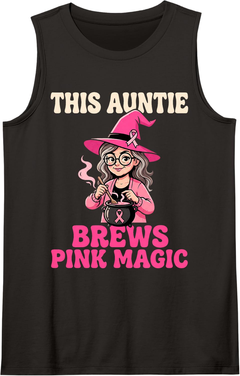 Auntie Cancer Awareness Halloween Sleeveless Tank Top - Black