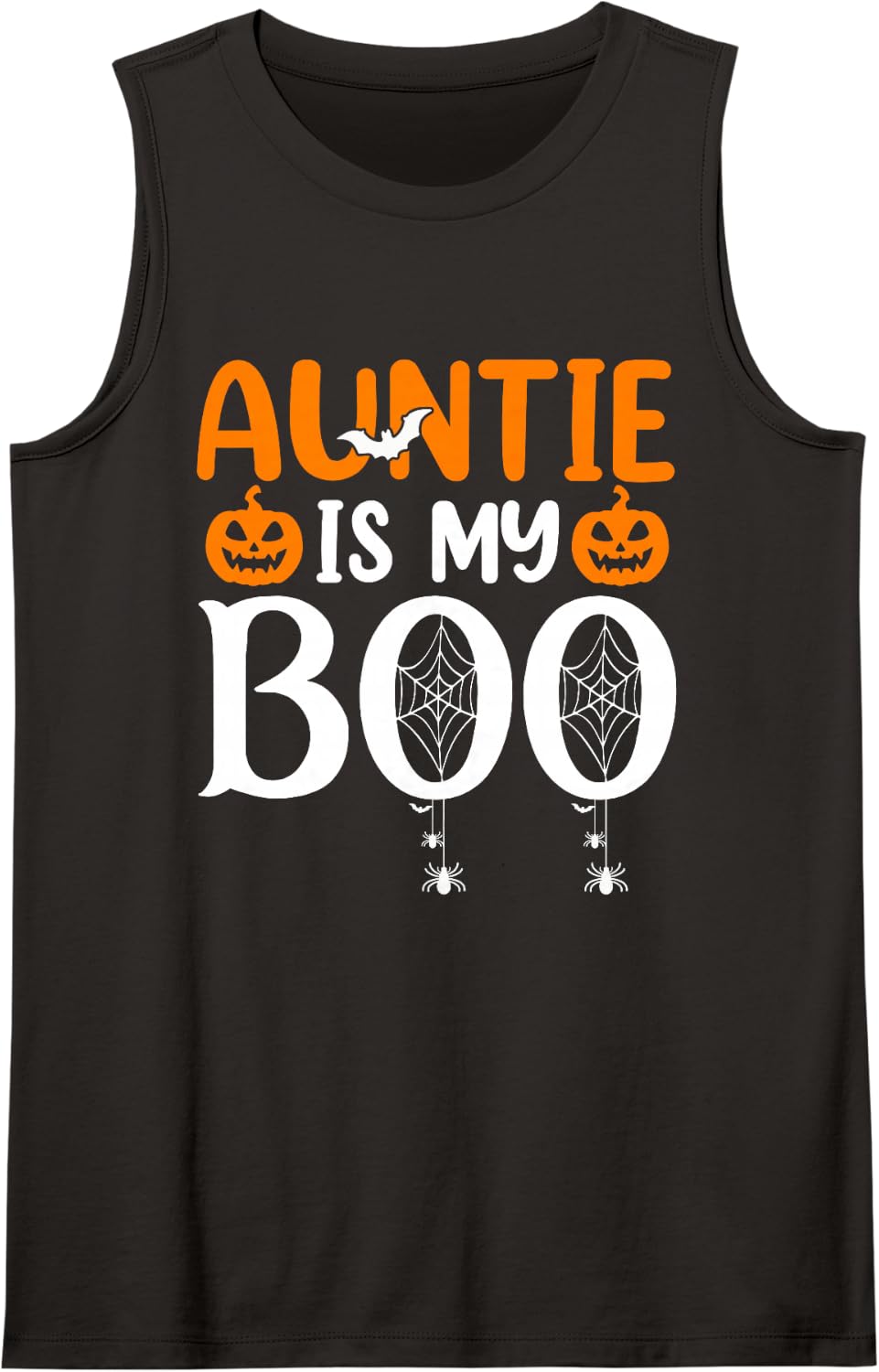Auntie is My Boo Funny Halloween Family Matching Sleeveless Tank Top - Black