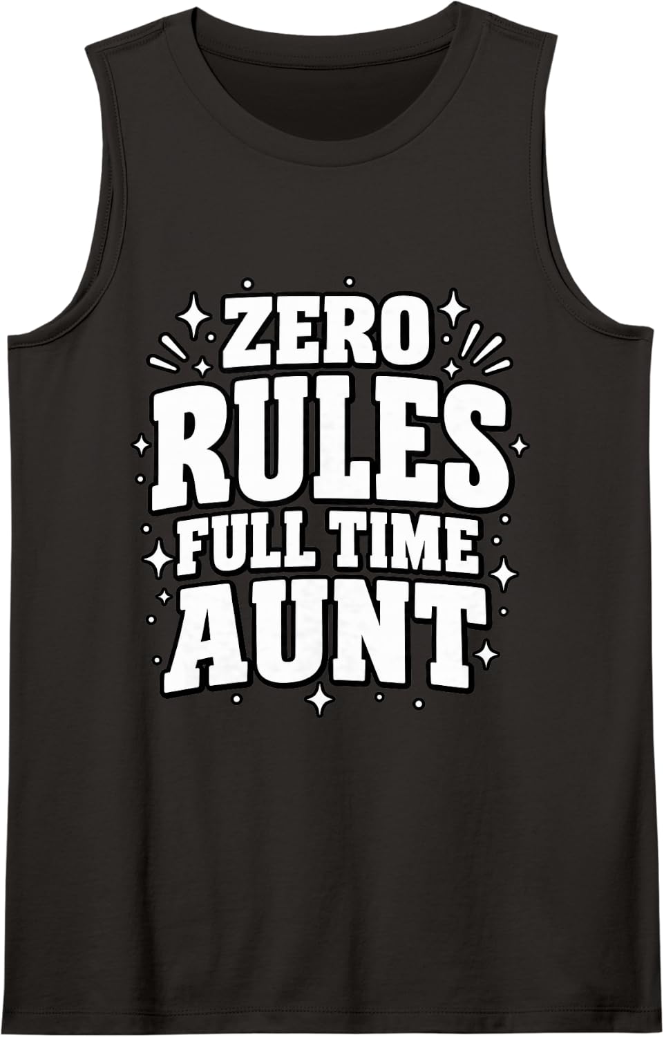 Auntie Zero Rules Full Time Aunt Funny Family Cute Sleeveless Tank Top - Black