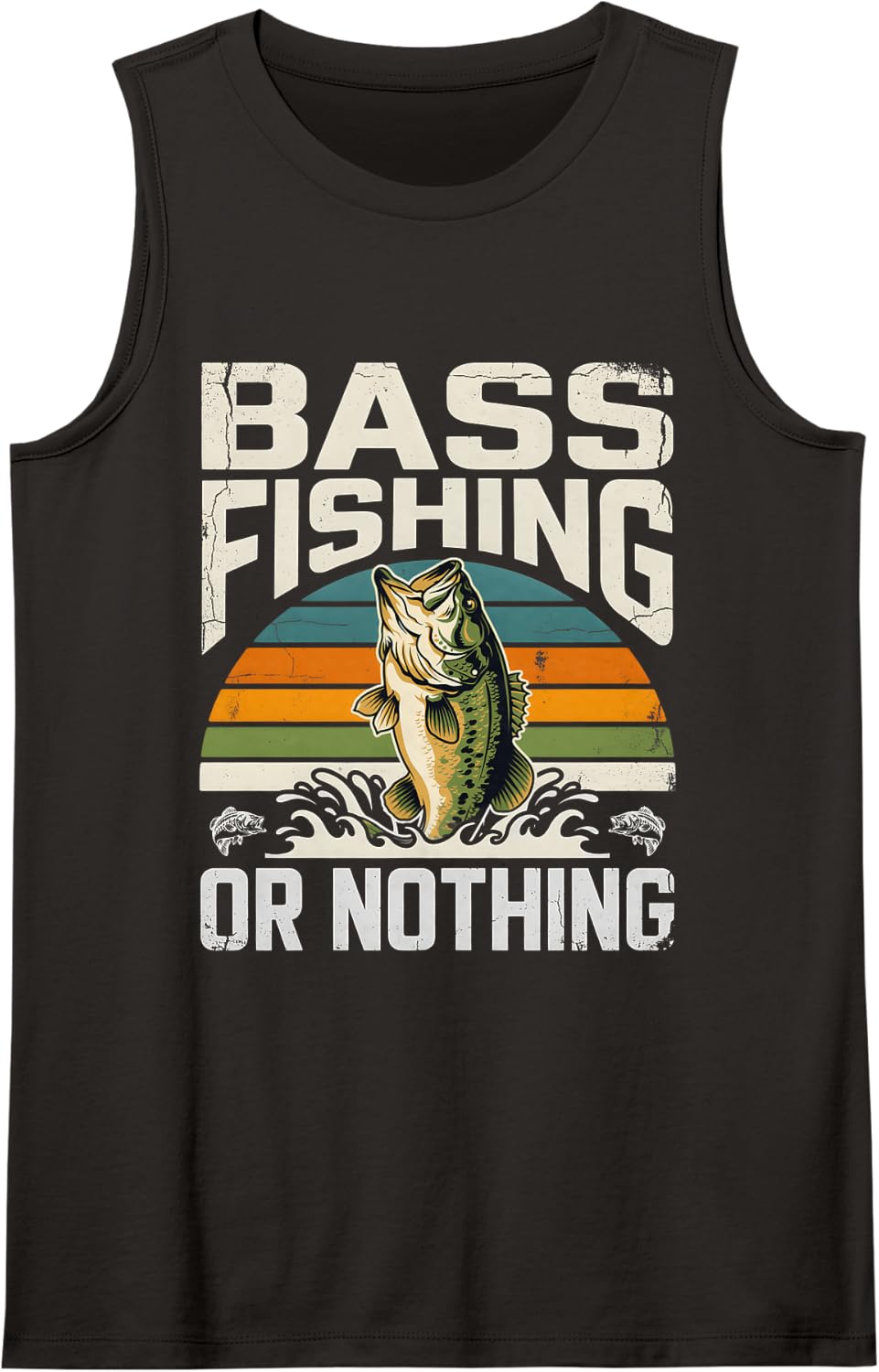 Bass Fishing Or Nothing Largemouth Angler Sleeveless Tank Top - Black