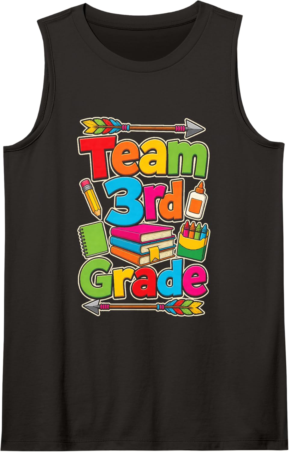 3rd Grade Team Matching School Staff Squad First Day Sleeveless Tank Top - Black