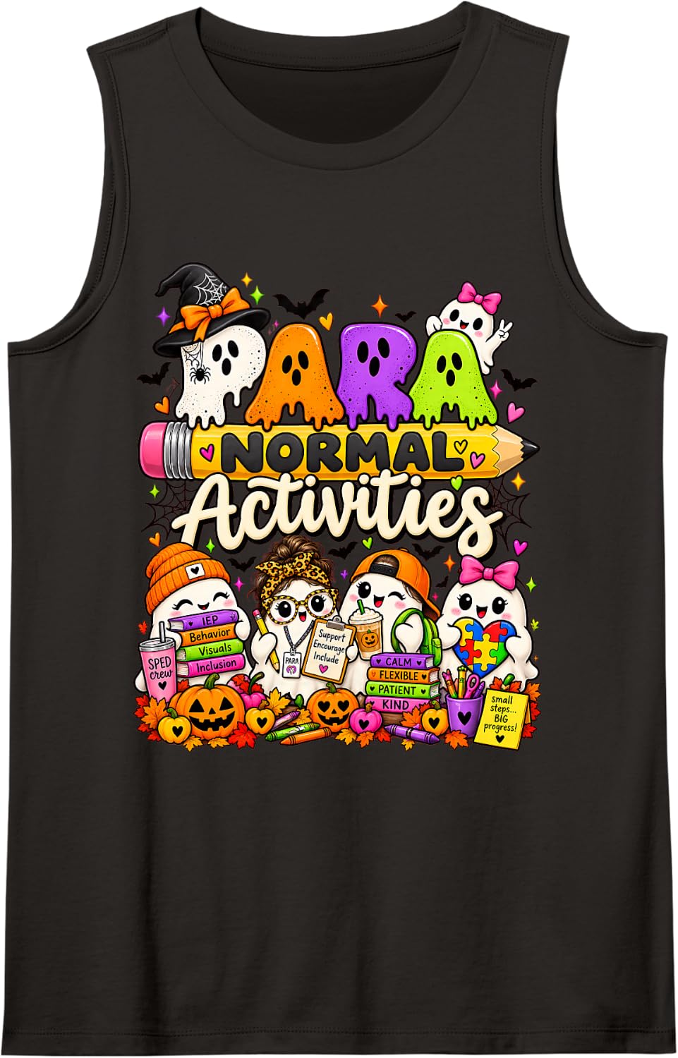 para Normal Activities Paraprofessional Halloween Sped Sleeveless Tank Top - Black