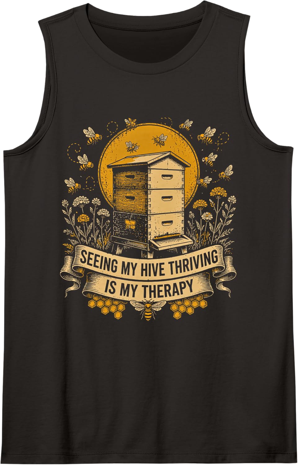 Honey Beekeeping Bee Hive Beekeeper Sleeveless Tank Top - Black
