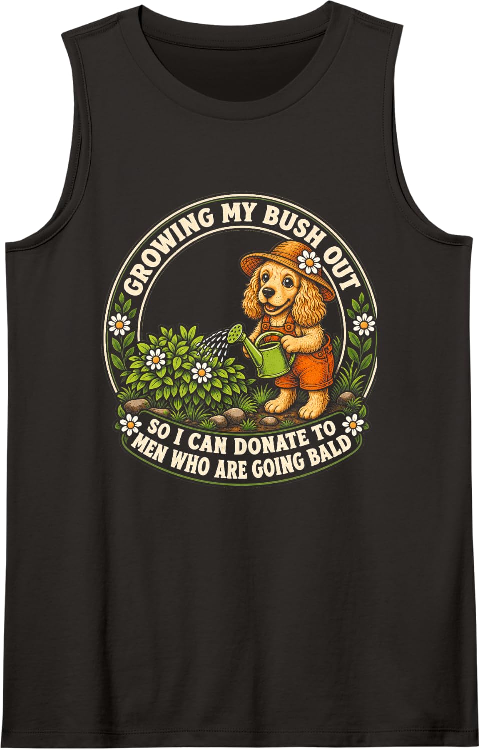 Inappropriate Cocker Spaniel Growing My Bush Out Funny Humor Sleeveless Tank Top - Black