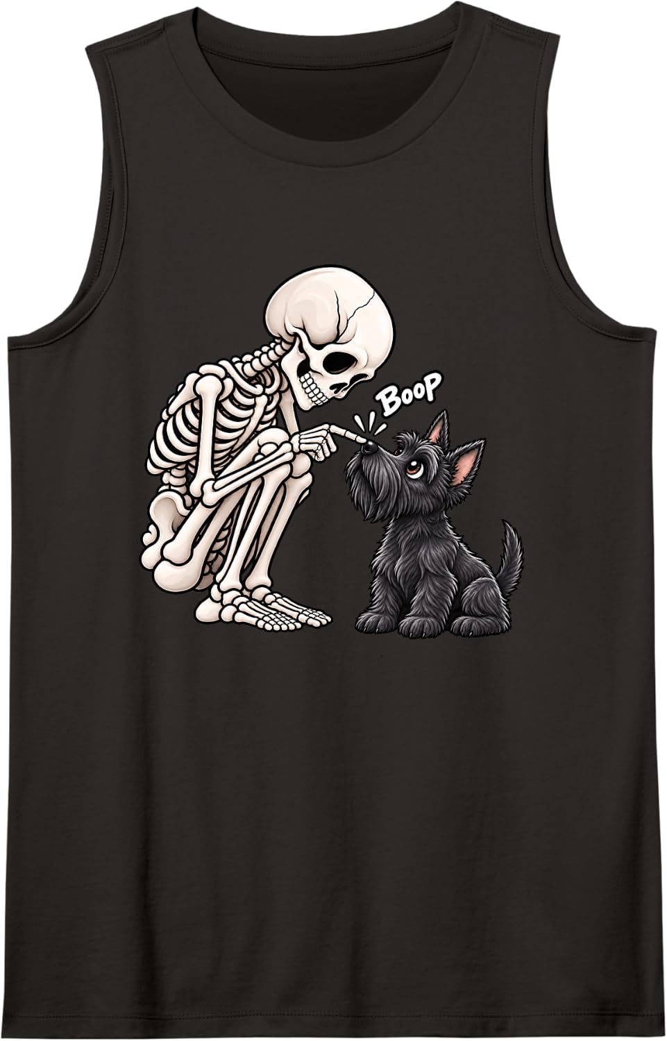 Funny Skeleton Scottish Terrier Boop Halloween Dog Lover Mom Sleeveless Tank Top - Black